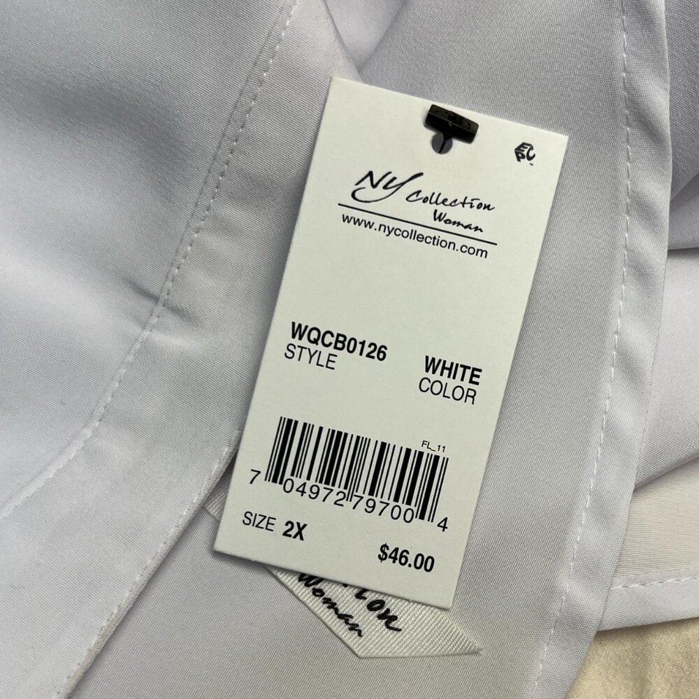 NY Collection White Button‑Up Long Sleeve Top (2X) - Picture 6 of 6